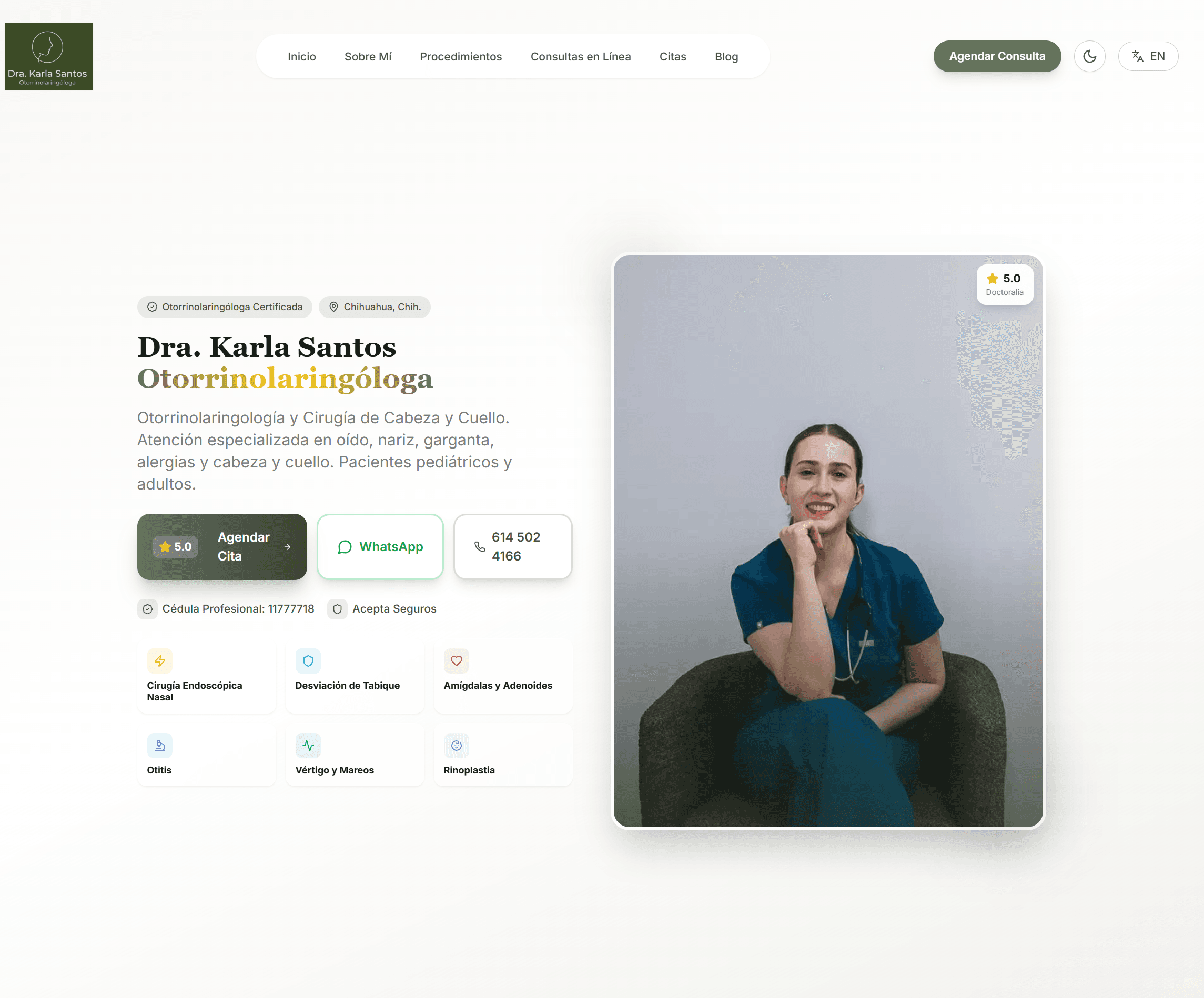 Sitio web de Dra. Karla Santos, otorrinolaringóloga